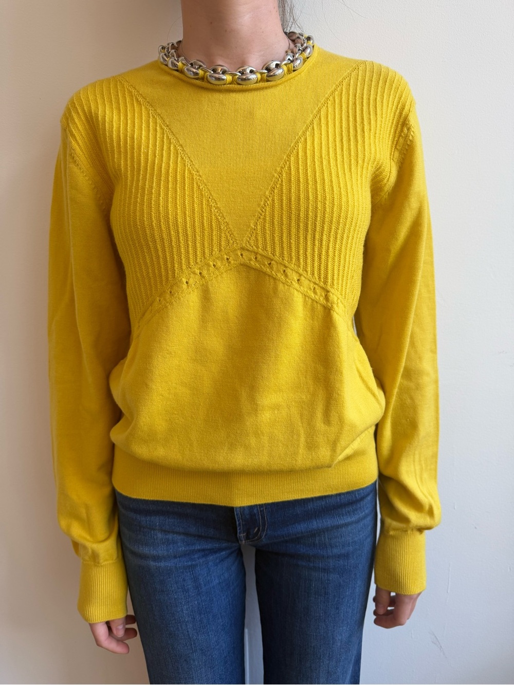 Paco Rabanne Yellow Merino Wool Sweater